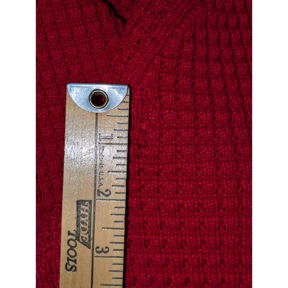 Calvin Klein Women M Red Textured Button Neck Knit Sweater Cozy Winter Christmas - Picture 12 of 12